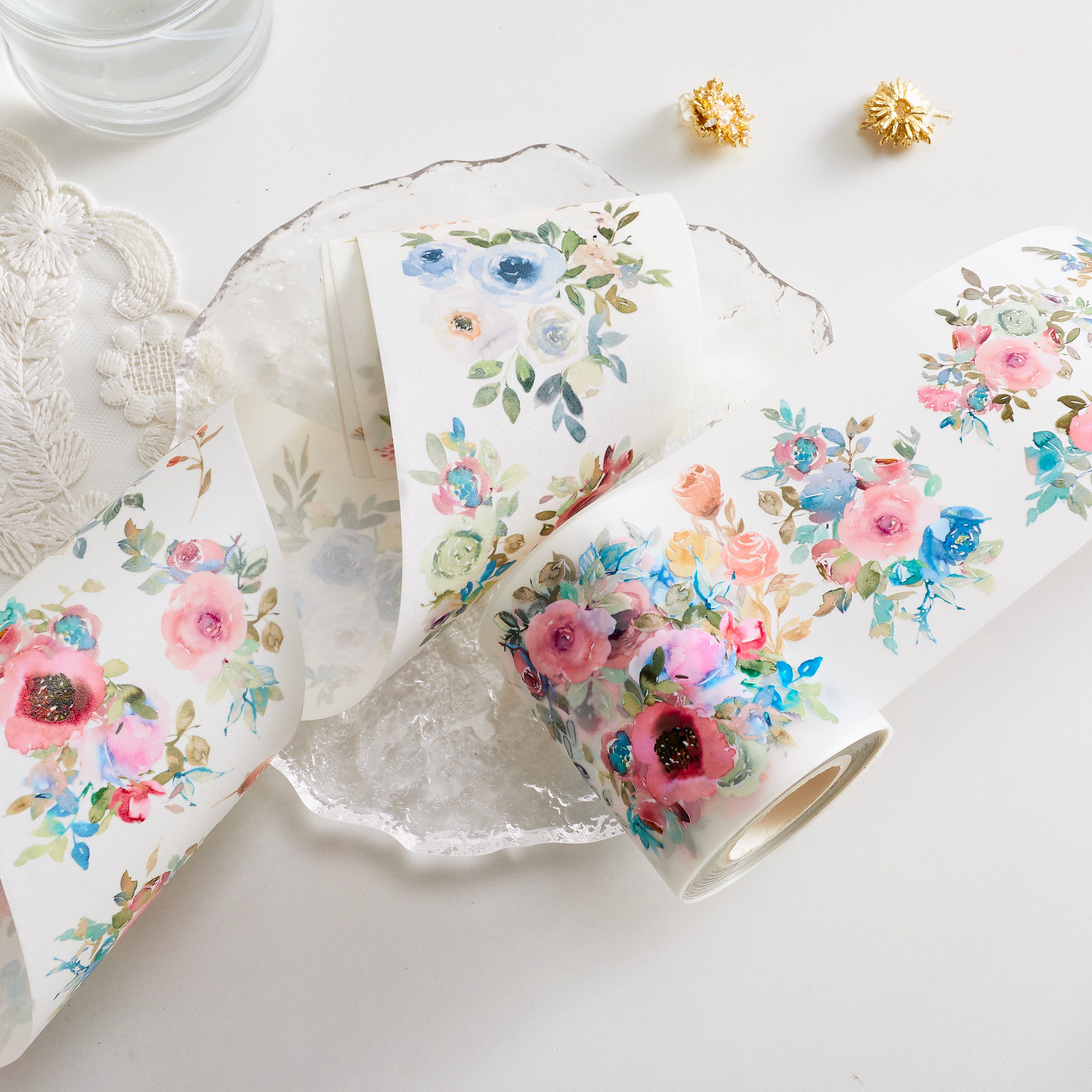 Washi Tape / Matte PET Tape - Diffused Flowers