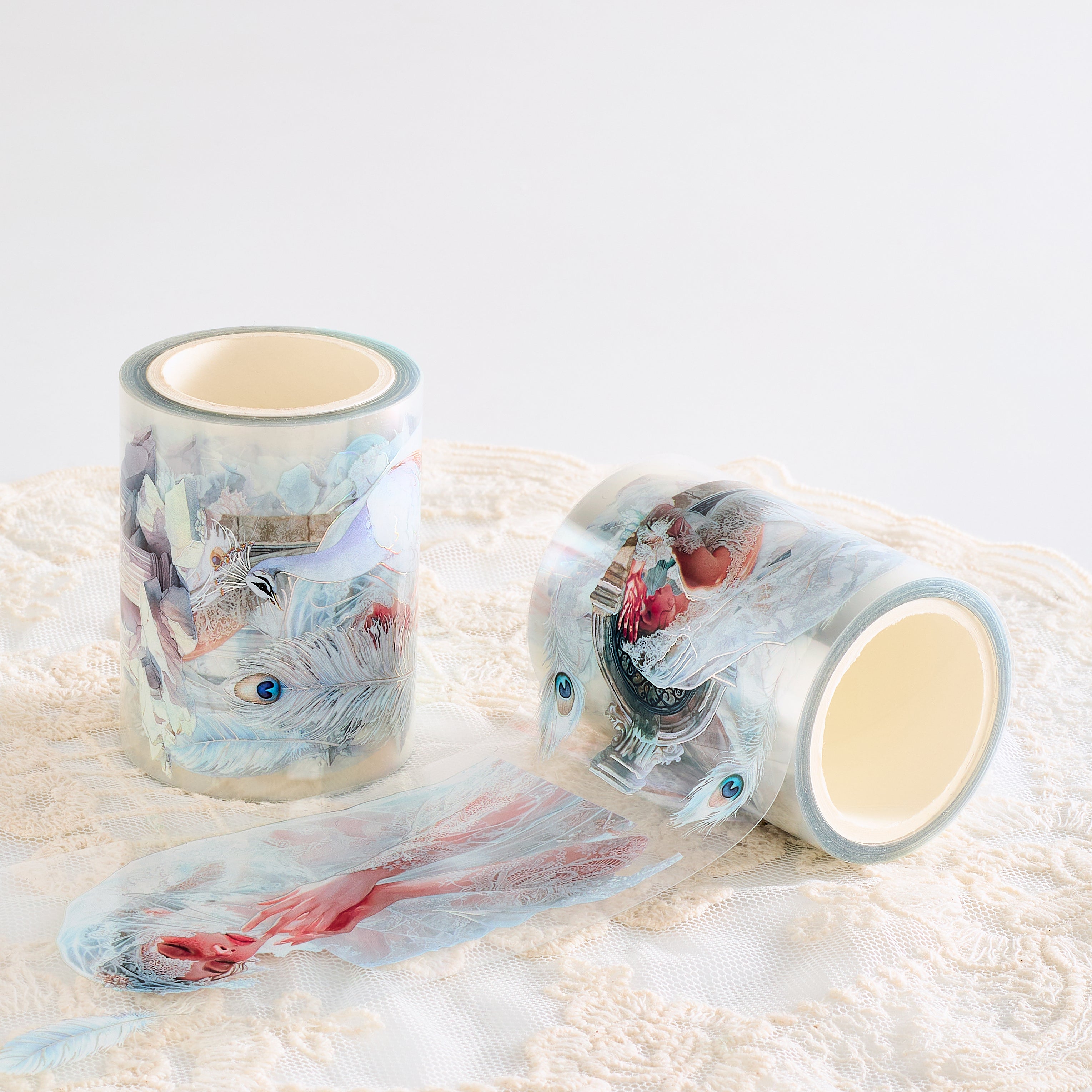 Shiimmer White Peacock PET Tape 6cm x 1m