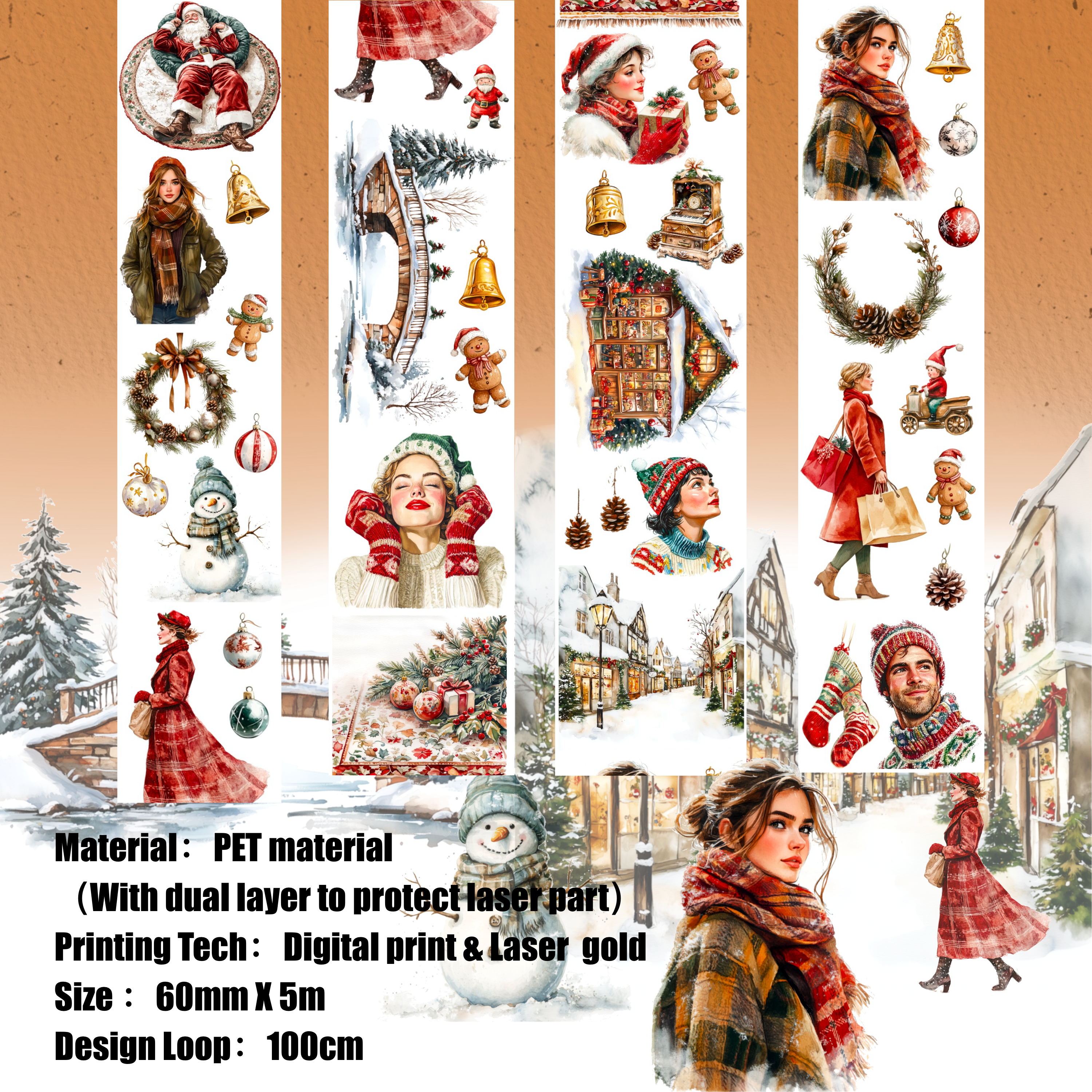 Shiimmer Christmas Outdoors PET Tape 6cm x 5m