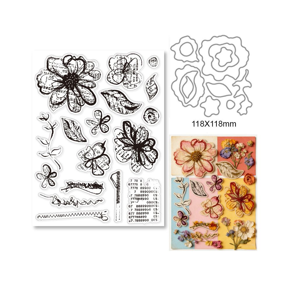 Retro background rubber stamp 6 variants image 1