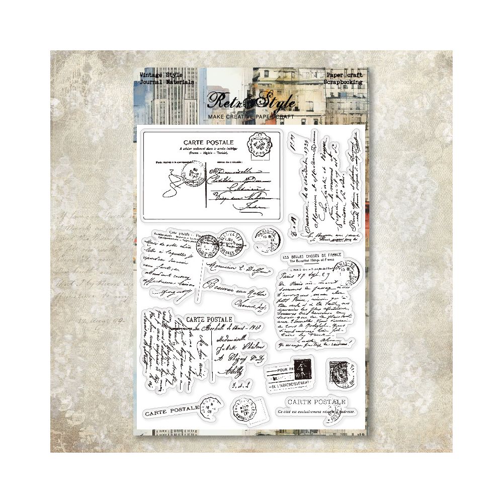 Retro background rubber stamp 6 variants