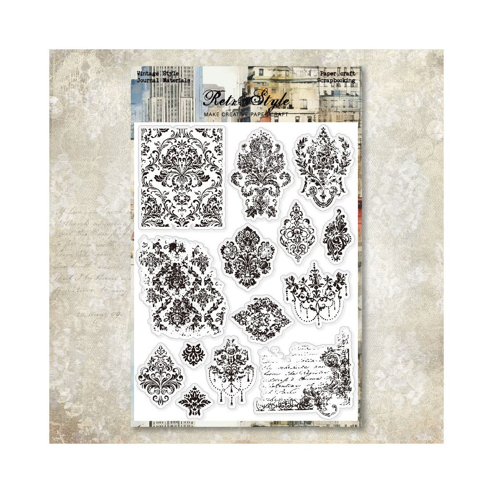 Retro background rubber stamp 6 variants