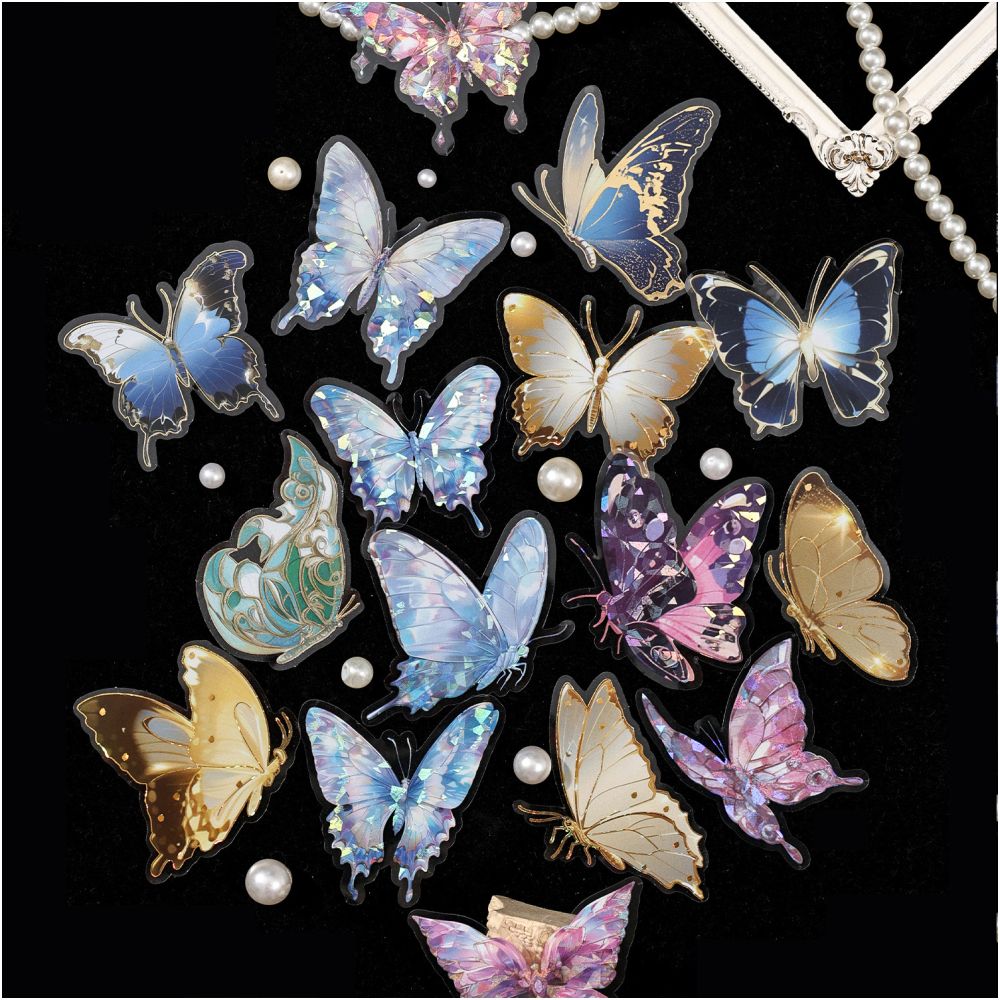 Dancing Butterfly Series PET Stickers 20psc 6 variants image 2