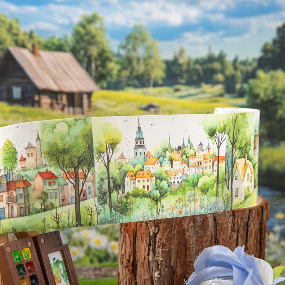 Four Seasons Series Pastoral Landscape Background Washi Tape 6 Types 8 cm 2 m image 1