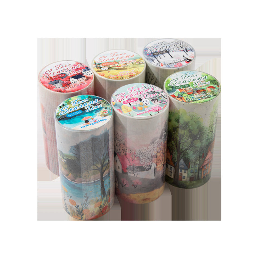 Four Seasons Series Pastoral Landscape Background Washi Tape 6 Types 8 cm 2 m image 4