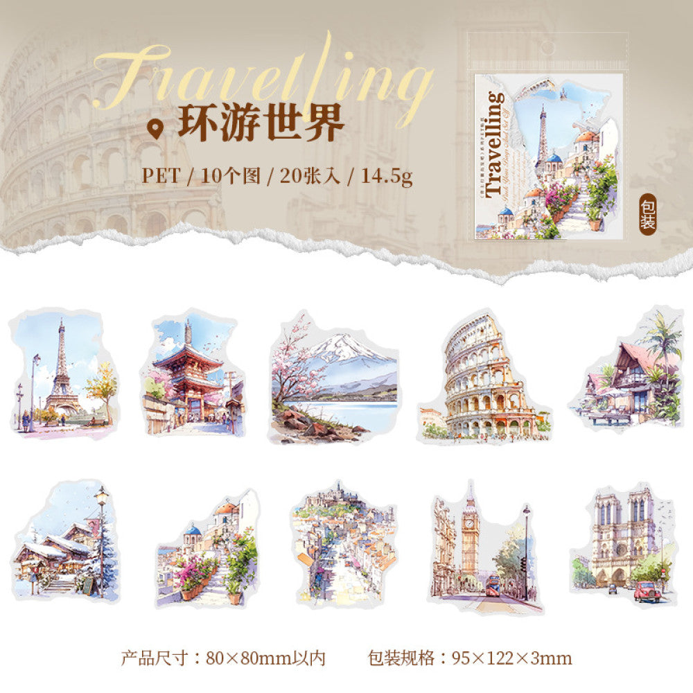 Original travel landscape PET stickers 20 pcs 6 types image 1
