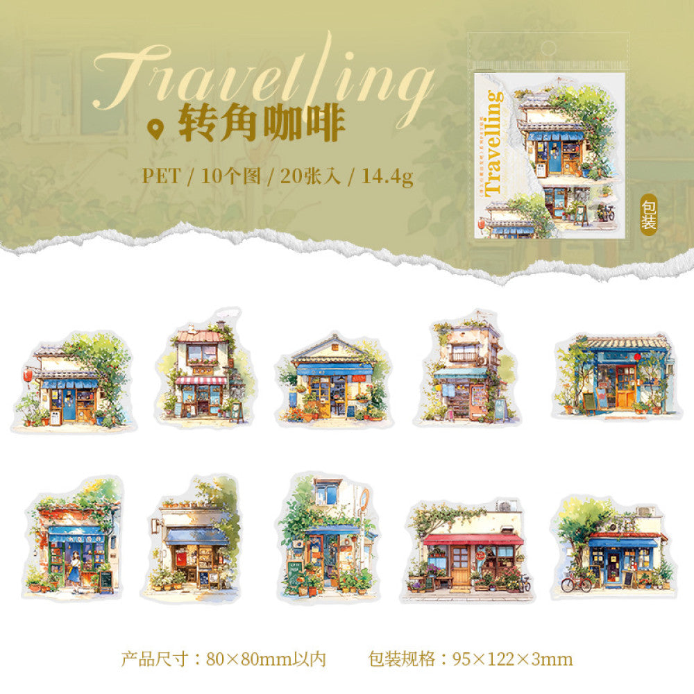 Original travel landscape PET stickers 20 pcs 4 types