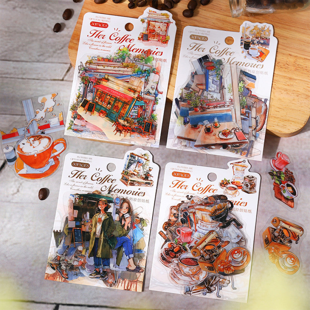 Coffee Memory Series PET Stickers 15 Pcs 4 Types image 0