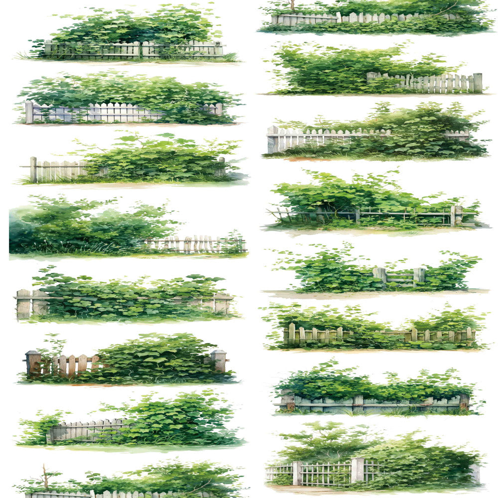 Cute homemade fence green plant leaves PET tape 7 Types