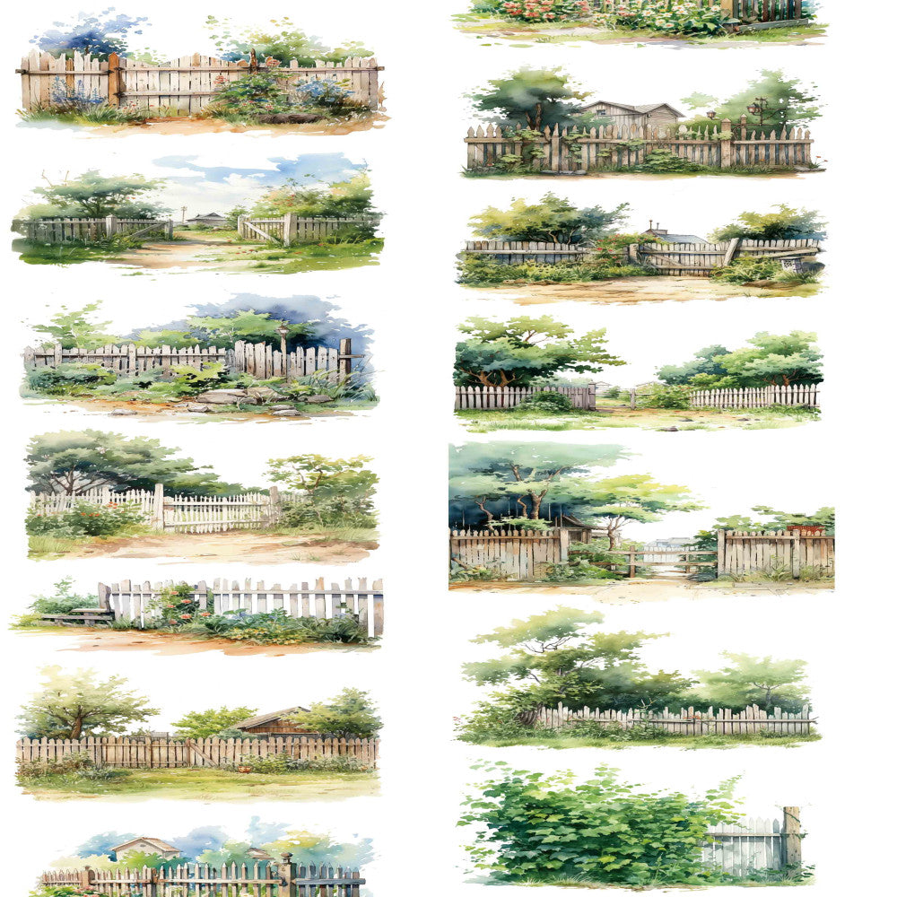 Cute homemade fence green plant leaves PET tape 7 Types image 4