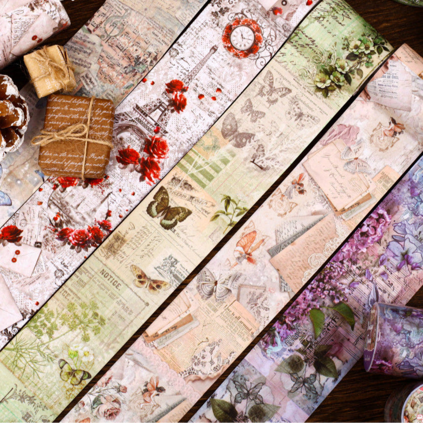 European Retro Base Collage Decorative Washi Tape 6 Models 5cm 2m image 2