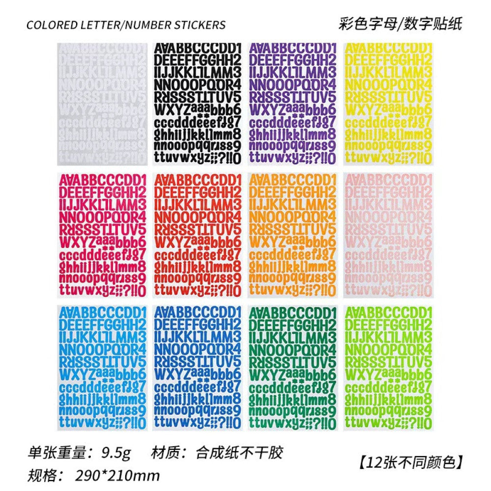 Colorful English paper letter stickers
