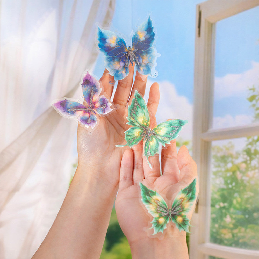 Butterfly Series 3D Gold Stamping PET Stickers 6 Types 20 Pcs image 1