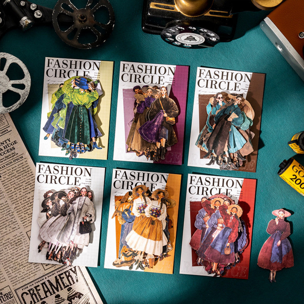 Retro Fashion Circle Series Original Character Paper Stickers 20 Sheets image 0