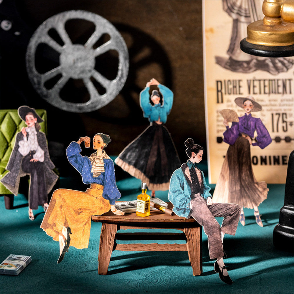 Retro Fashion Circle Series Original Character Paper Stickers 20 Sheets image 2