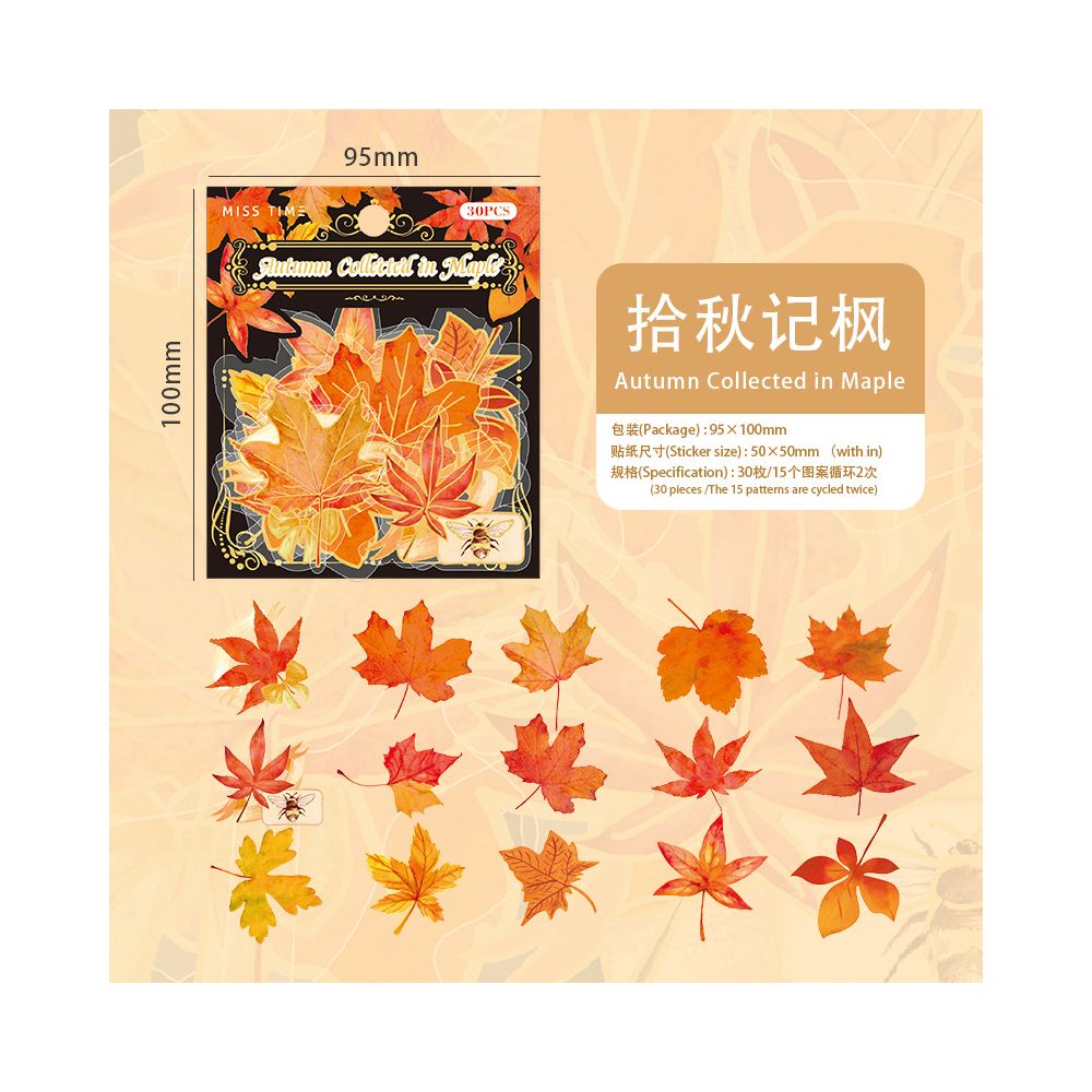 Maple Leaf Story Series  PET Stickers 30 Sheets 6 Styles