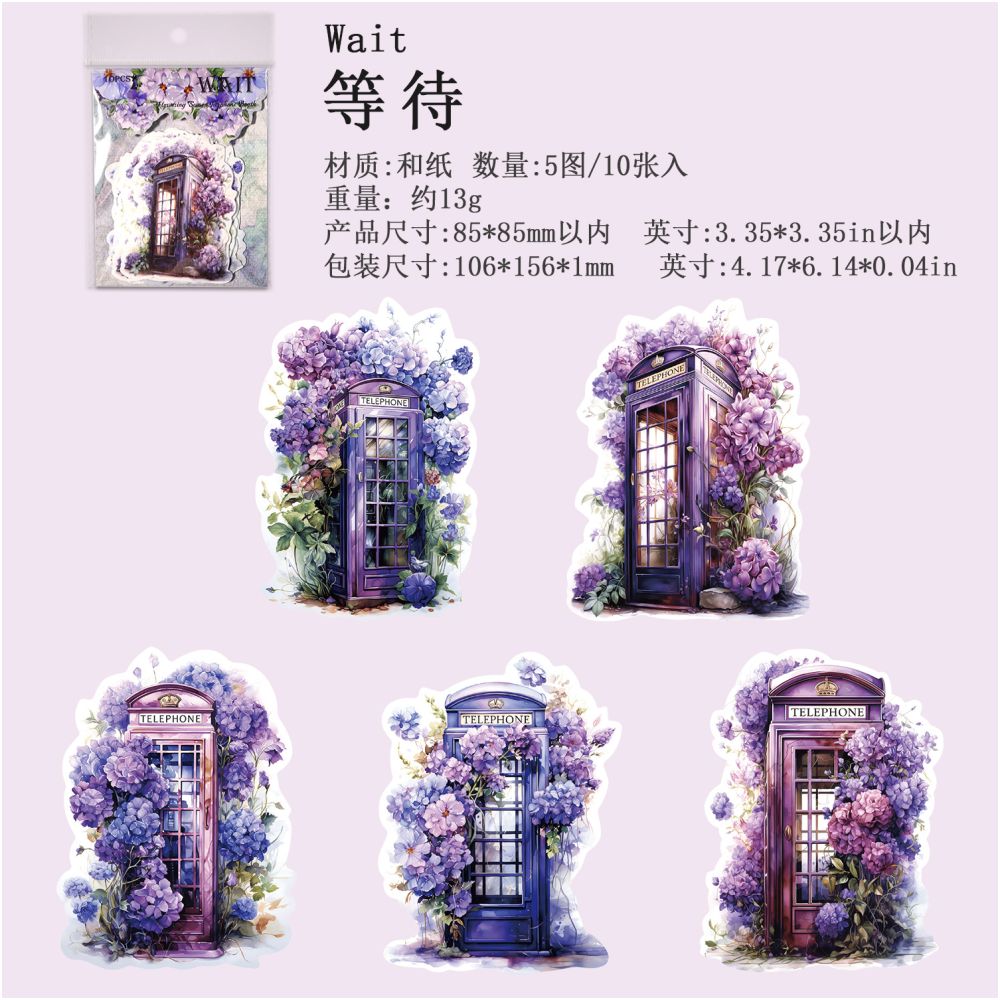Ancient Forest Flower Season Paper Sticker Pack 4 Styles 10 Pcs