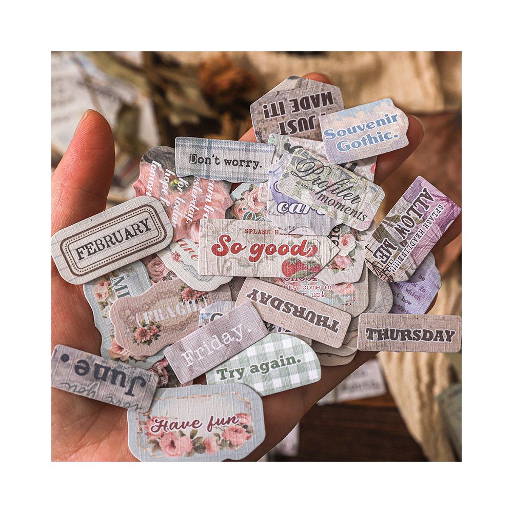 Paper Trace Retro Label Sticker Pack 50 Sheets 6 Styles image 3