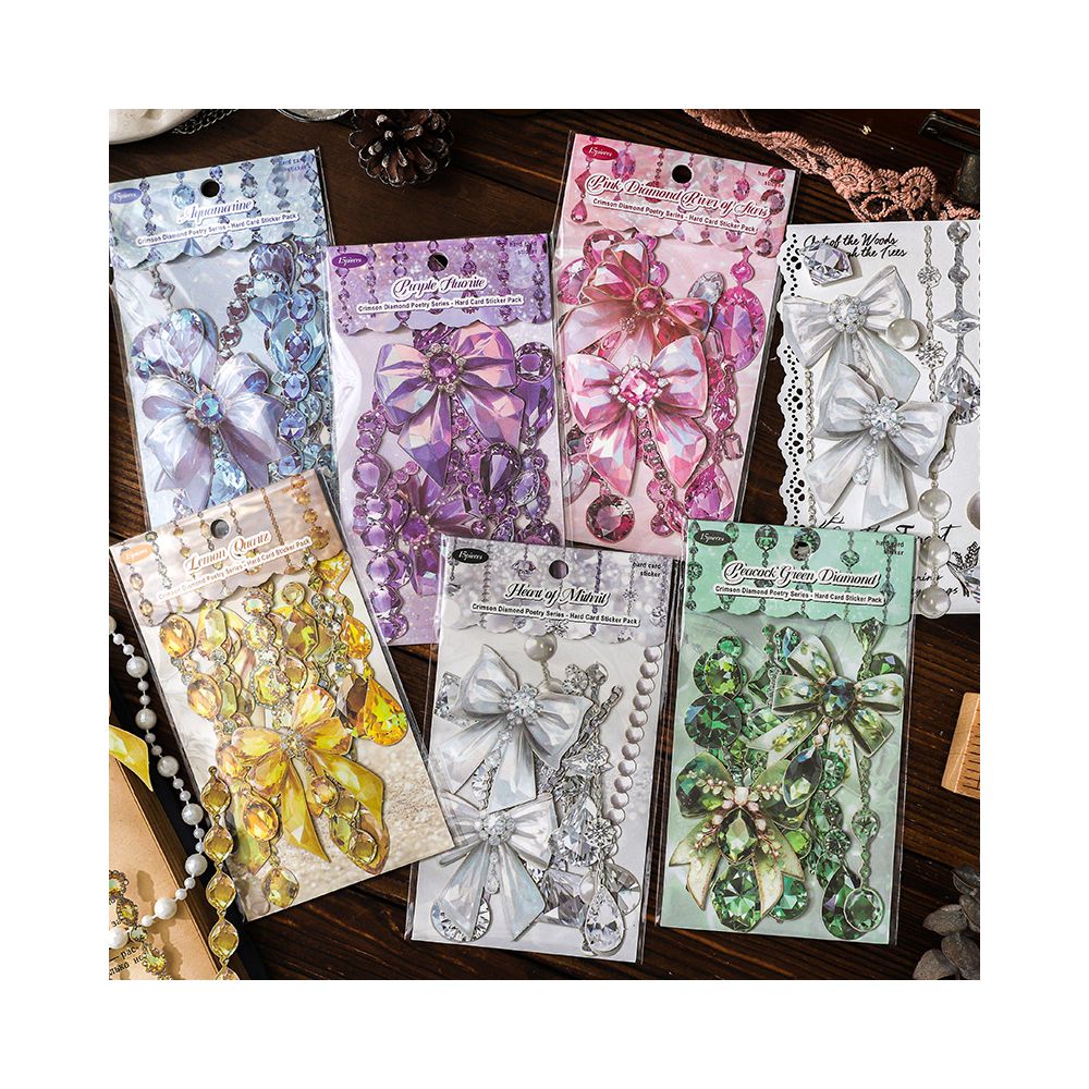 Diamond Poetry Series Hard Card Stickers 6 Models 15 Pcs image 0