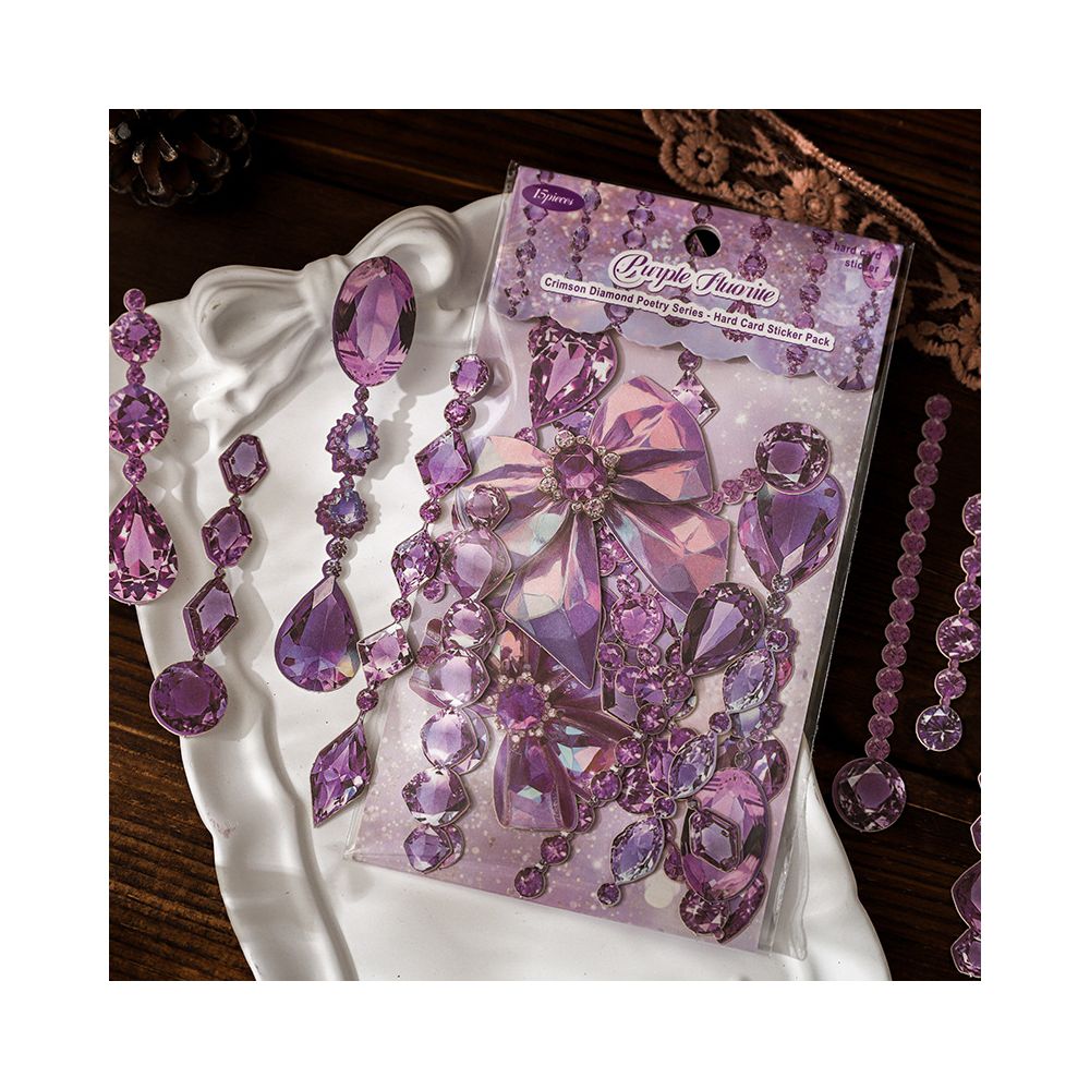 Diamond Poetry Series Hard Card Stickers 6 Models 15 Pcs image 1