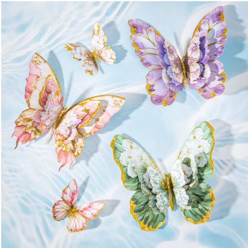 Gold stamped Water Butterfly Series PET Stickers 6 Types 10 Pcs image 2