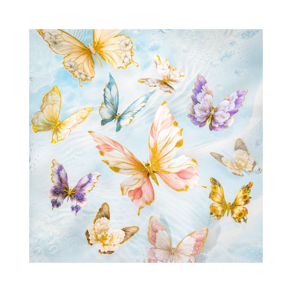 Gold stamped Water Butterfly Series PET Stickers 6 Types 10 Pcs image 3