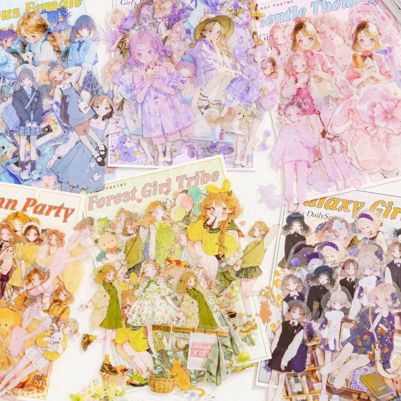 Girl s Daily Series PET Stickers 6 Styles 40 Pcs image 0