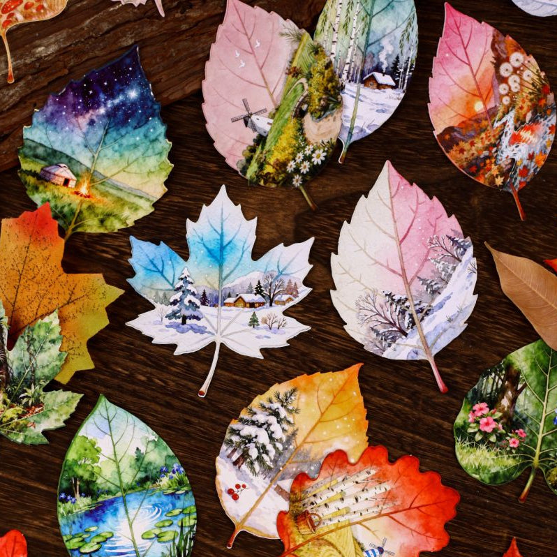 Foliage Series Hard Card Stickers 8 Pcs 6 Styles image 0