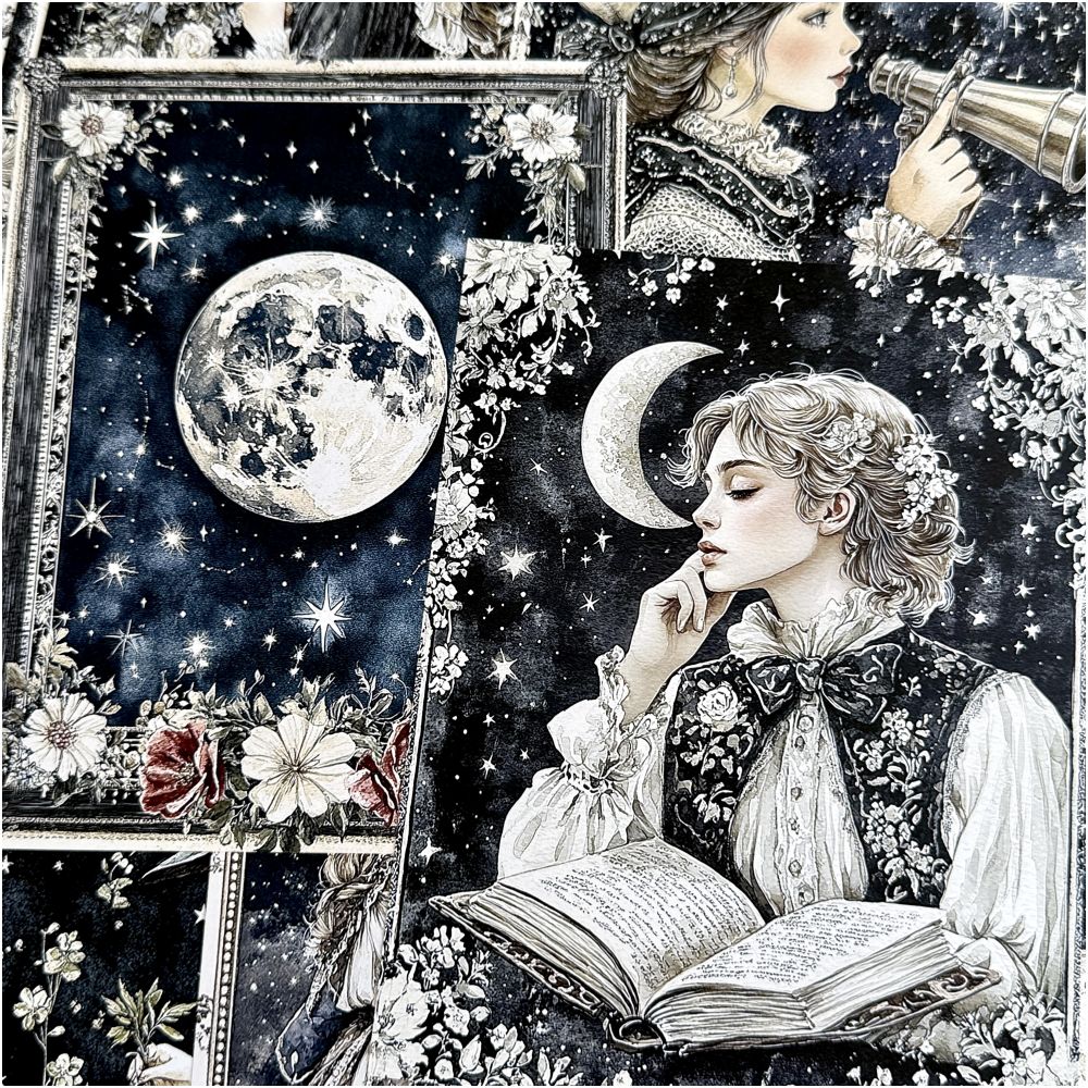 Magic Moon Elf Astronomy Universe Background Paper 20 Sheets 14cm 18cm image 2