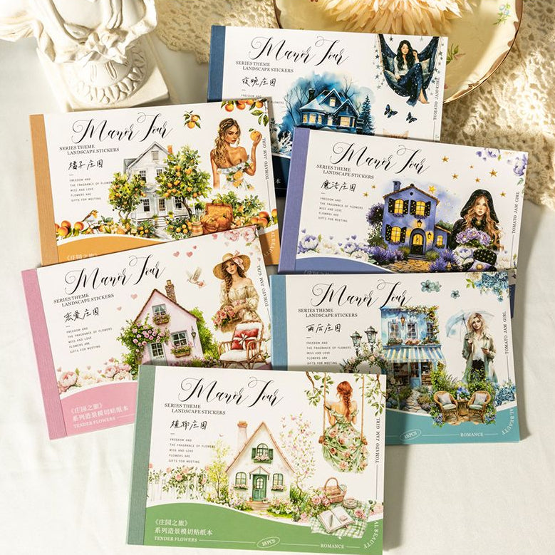 Journey Series Manor themed PET Sticker Book 18 Sheets 6 Styles image 0