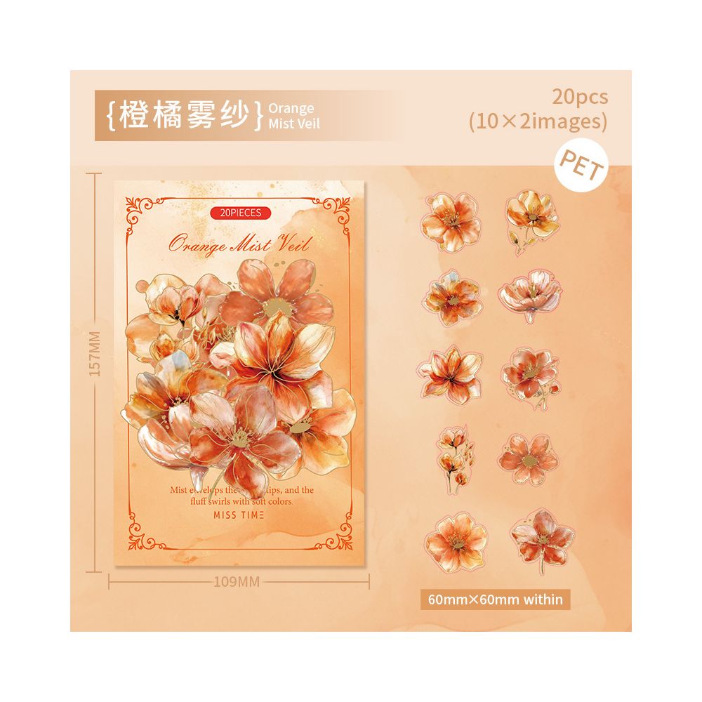 Floral Poetry fFlower Series PET Stickers 6 Types 20 Pcs image 6
