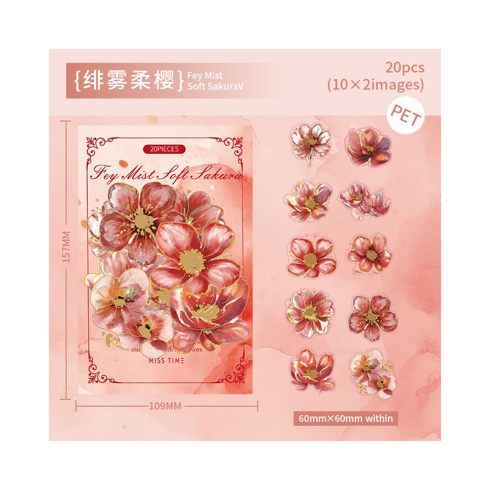 Floral Poetry fFlower Series PET Stickers 6 Types 20 Pcs image 8
