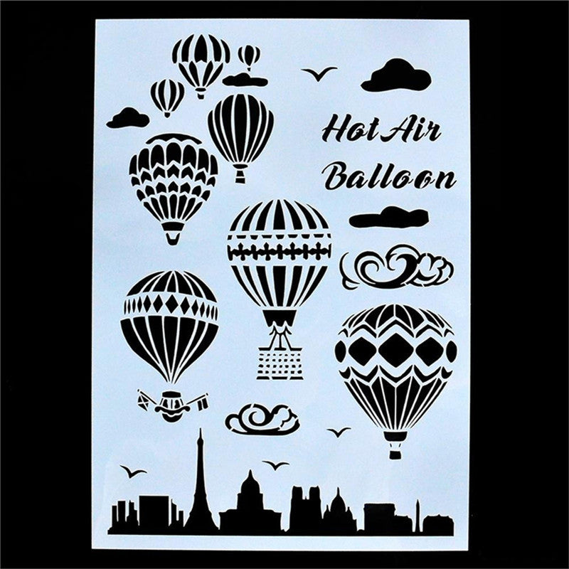 Plastic Stencil Template – Hot Air Balloon & Garland Spray Design - ViktaShop