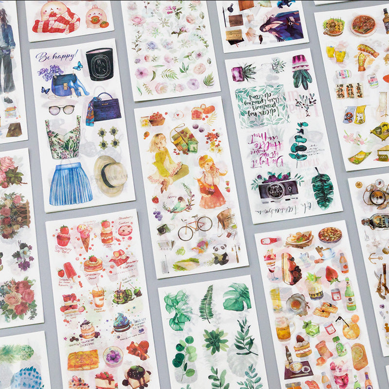 Small Fresh Flat DIY Stickers, 3 Sheets - ViktaShop