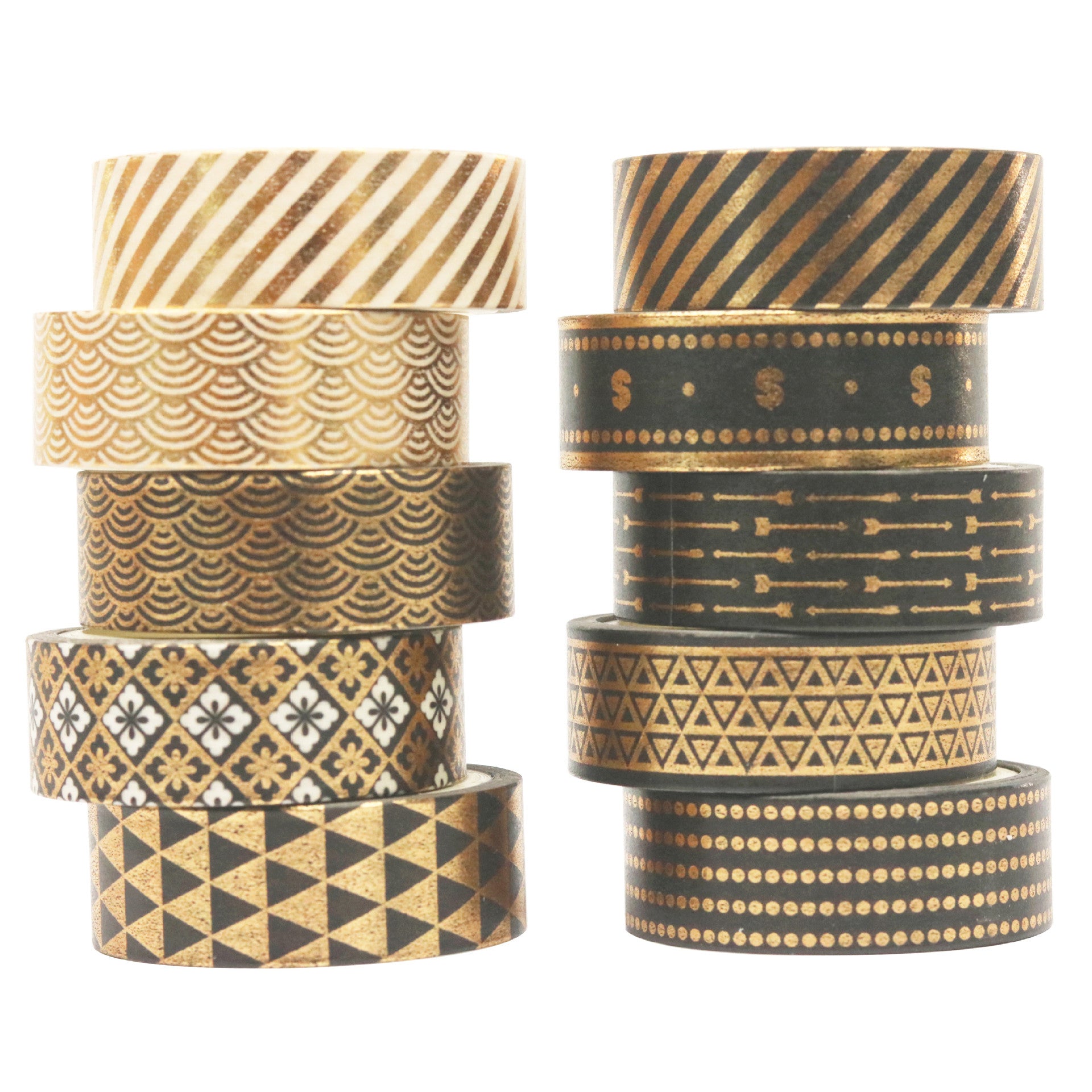 Black Bronzing Paper Tape Set – 10 Rolls Black & Gold - ViktaShop