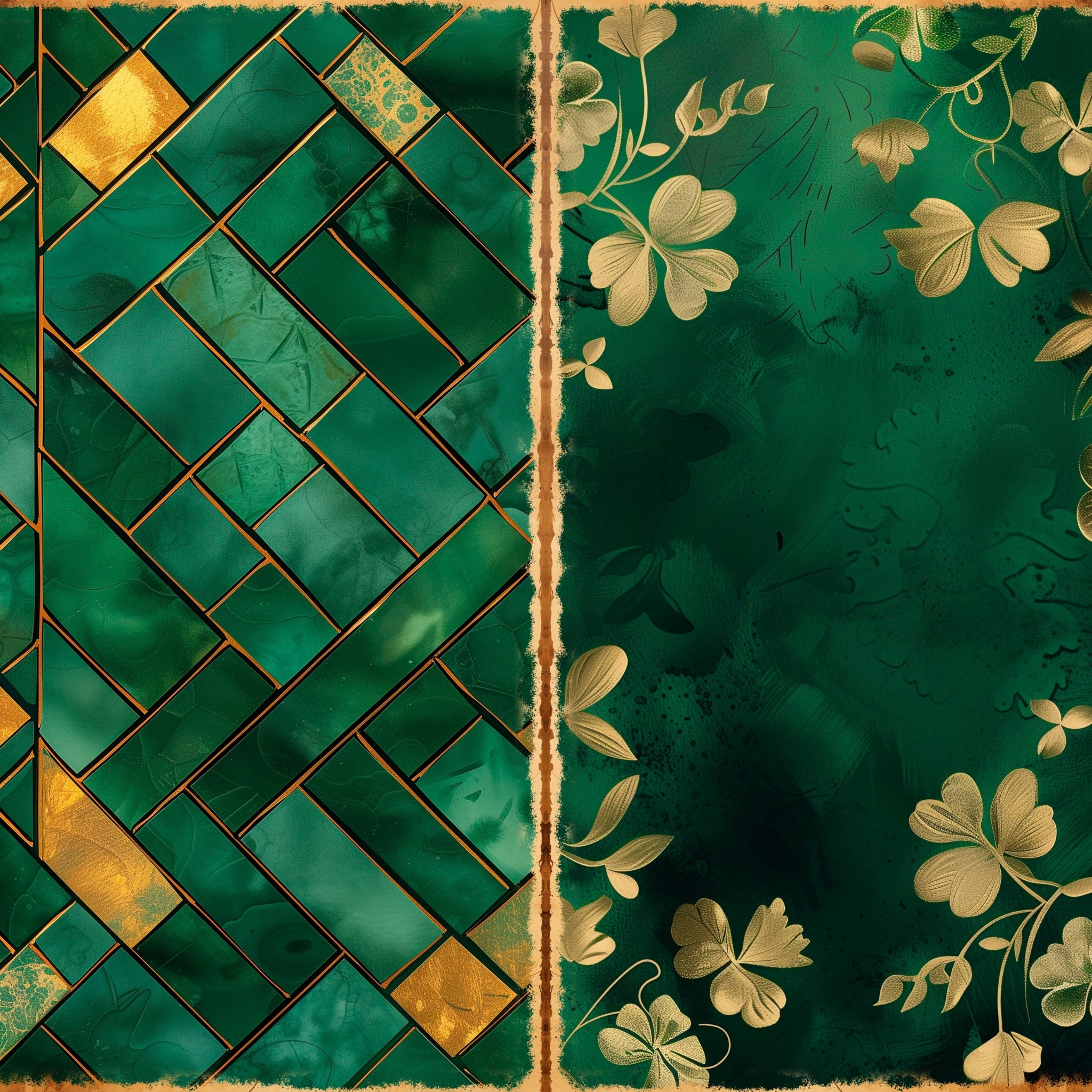 LunicArtDesign Clover Green material paper 5.5 x 8.5 inches 20 different sheets