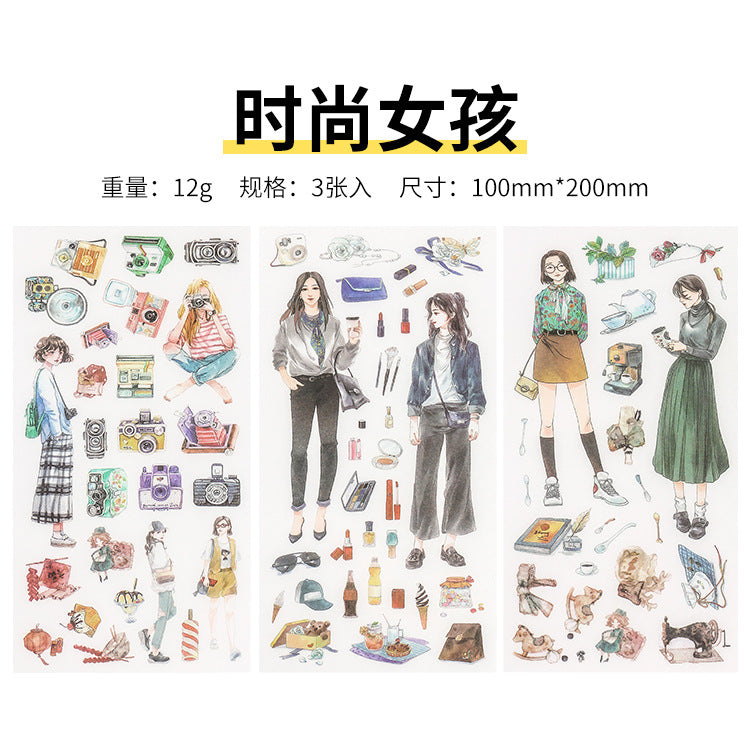 Small Fresh Flat DIY Stickers, 3 Sheets - ViktaShop