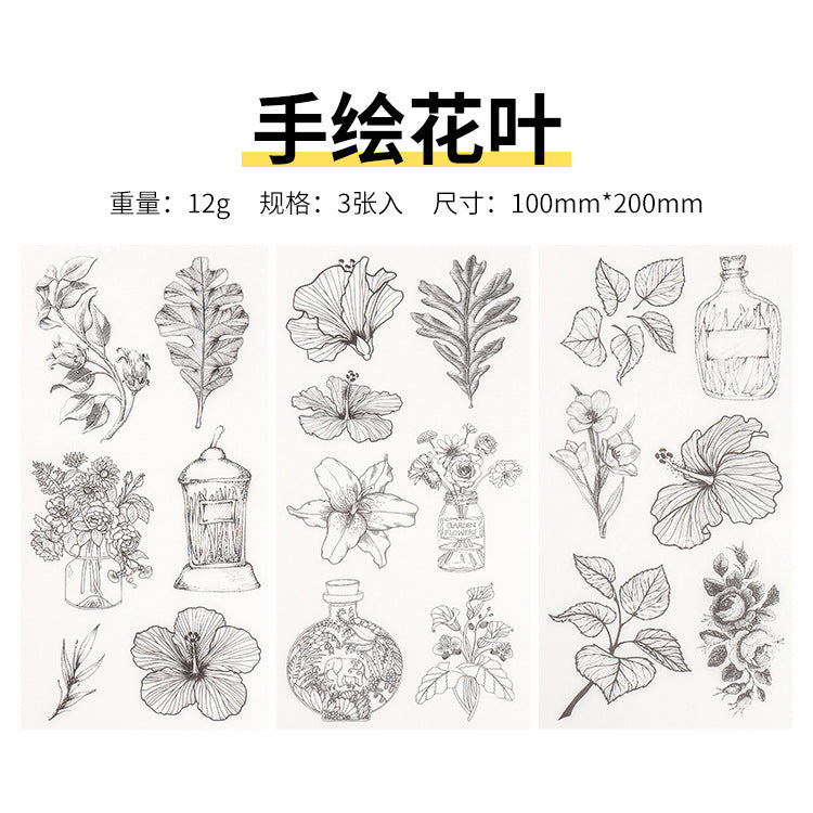 Small Fresh Flat DIY Stickers, 3 Sheets - ViktaShop