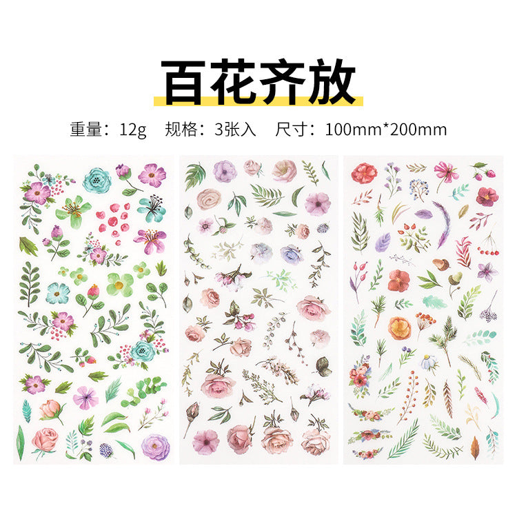 Small Fresh Flat DIY Stickers, 3 Sheets - ViktaShop