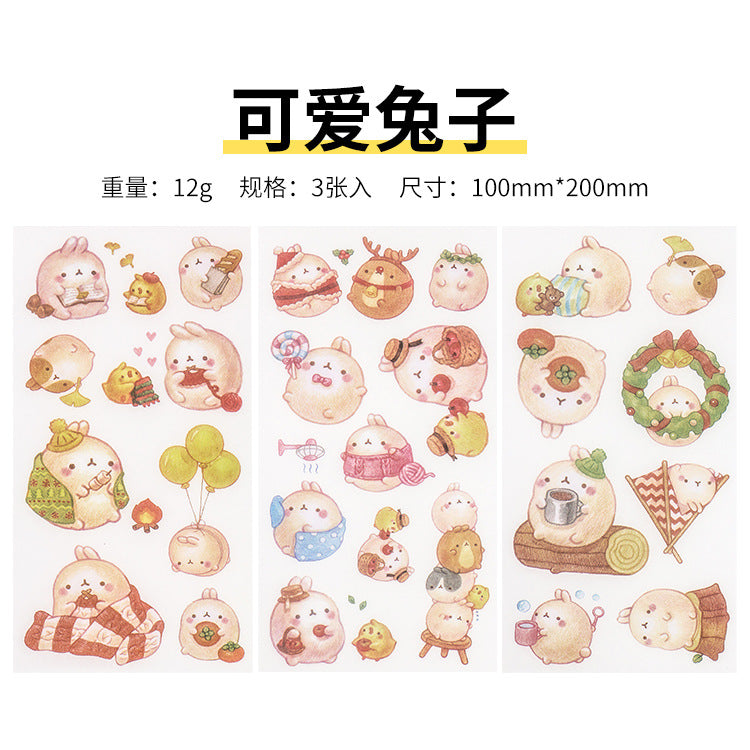 Small Fresh Flat DIY Stickers, 3 Sheets - ViktaShop