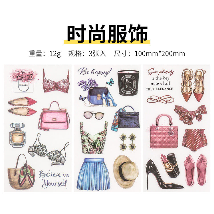 Small Fresh Flat DIY Stickers, 3 Sheets - ViktaShop