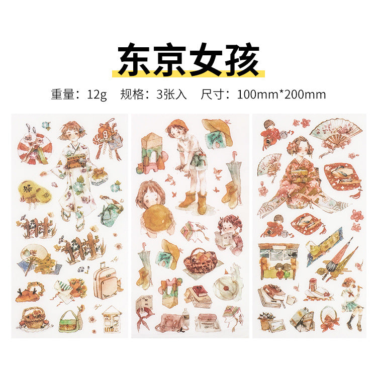 Small Fresh Flat DIY Stickers, 3 Sheets - ViktaShop