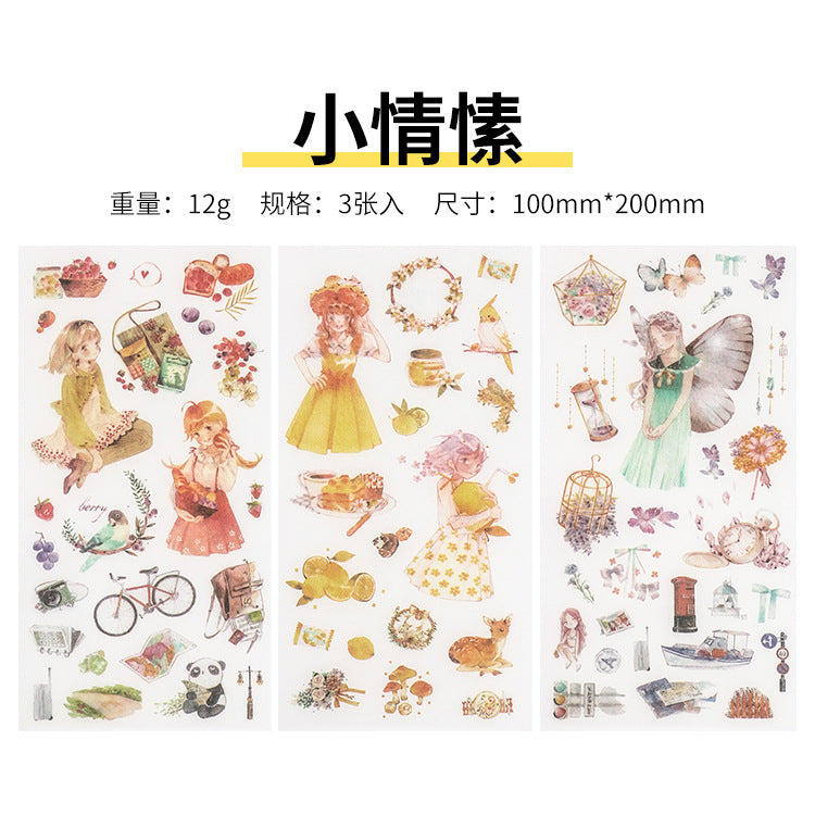 Small Fresh Flat DIY Stickers, 3 Sheets - ViktaShop