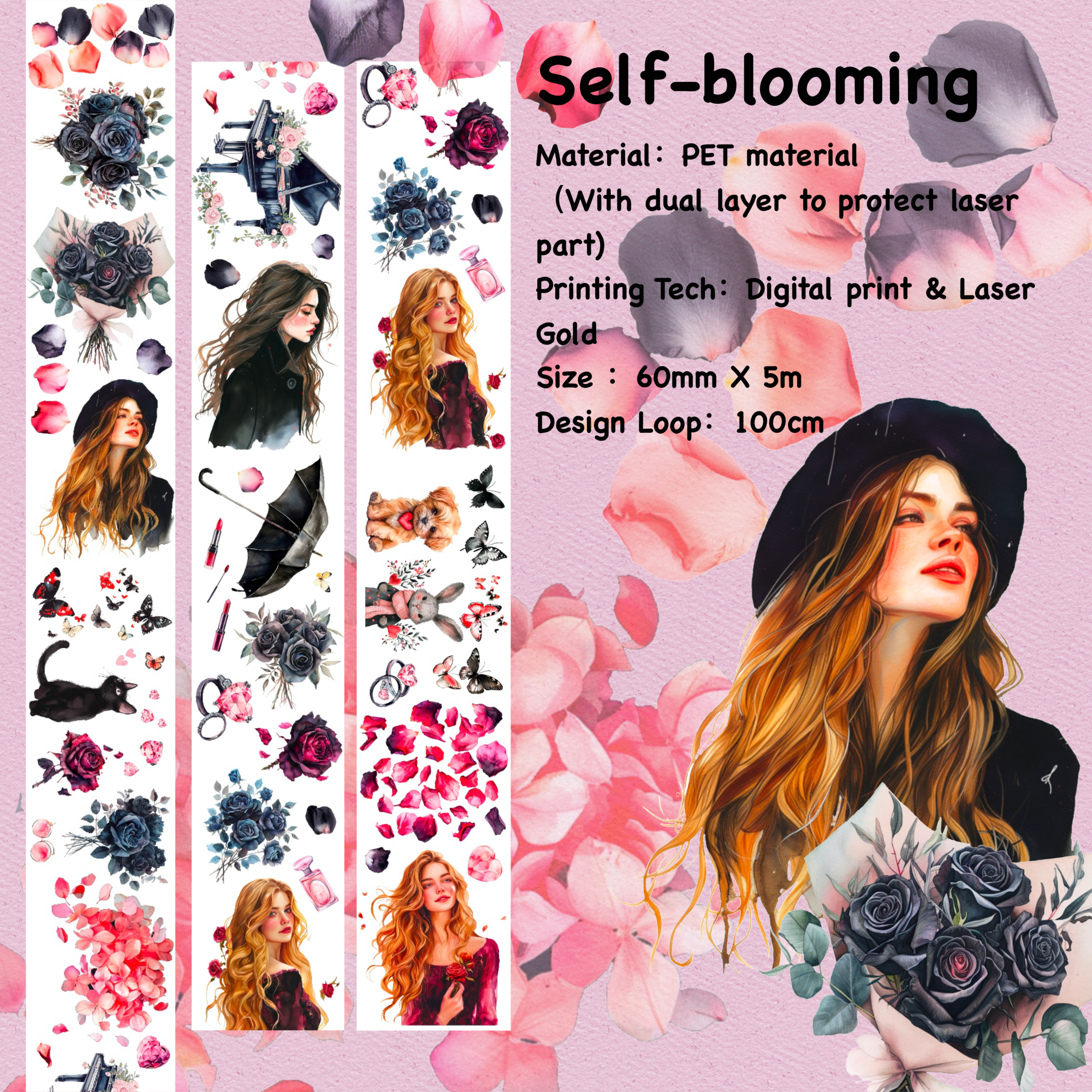 Shiimmer Valentine Collection Washi PET Tape 6cm x 5m