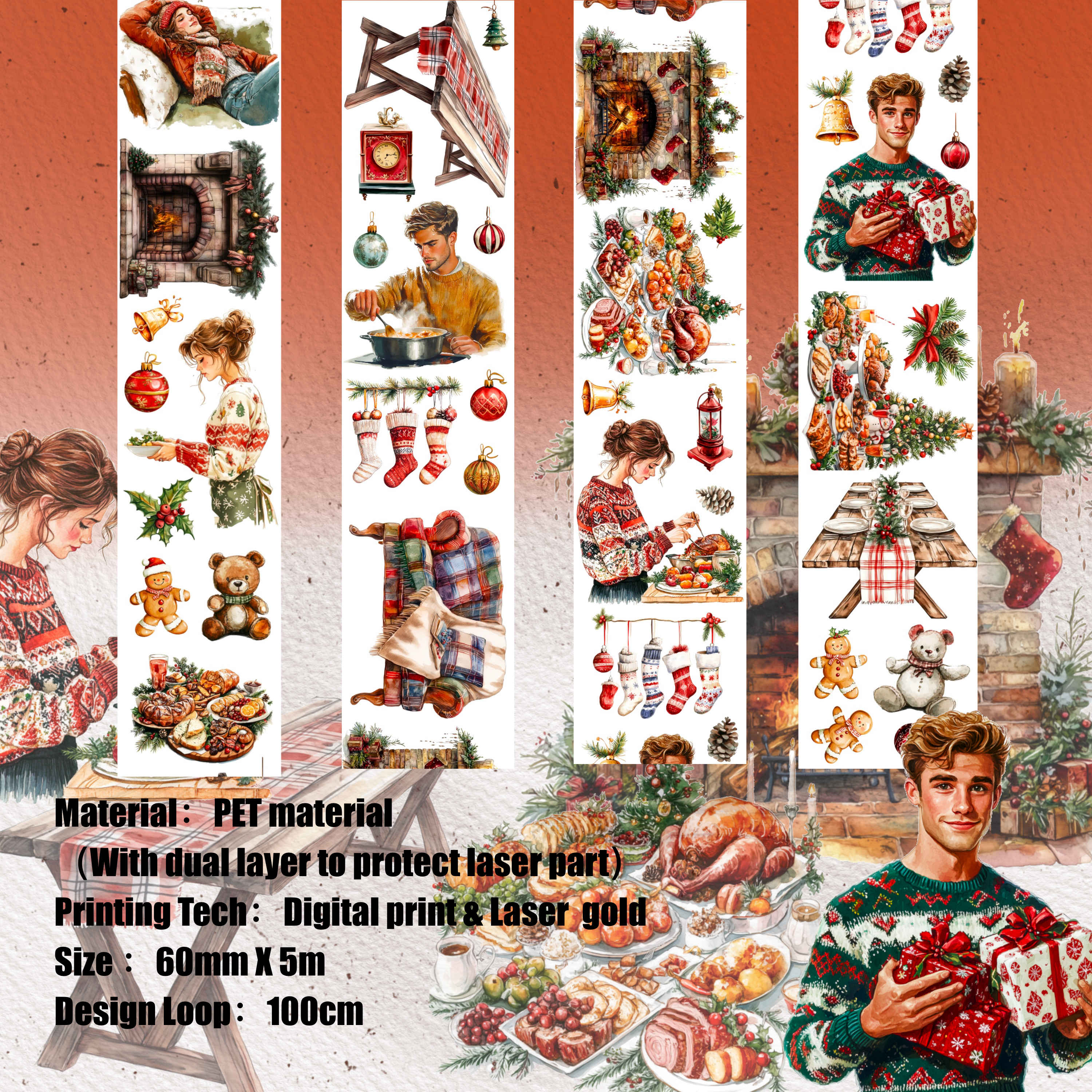 Shiimmer Christmas Indoors PET Tape 6cm x 5m