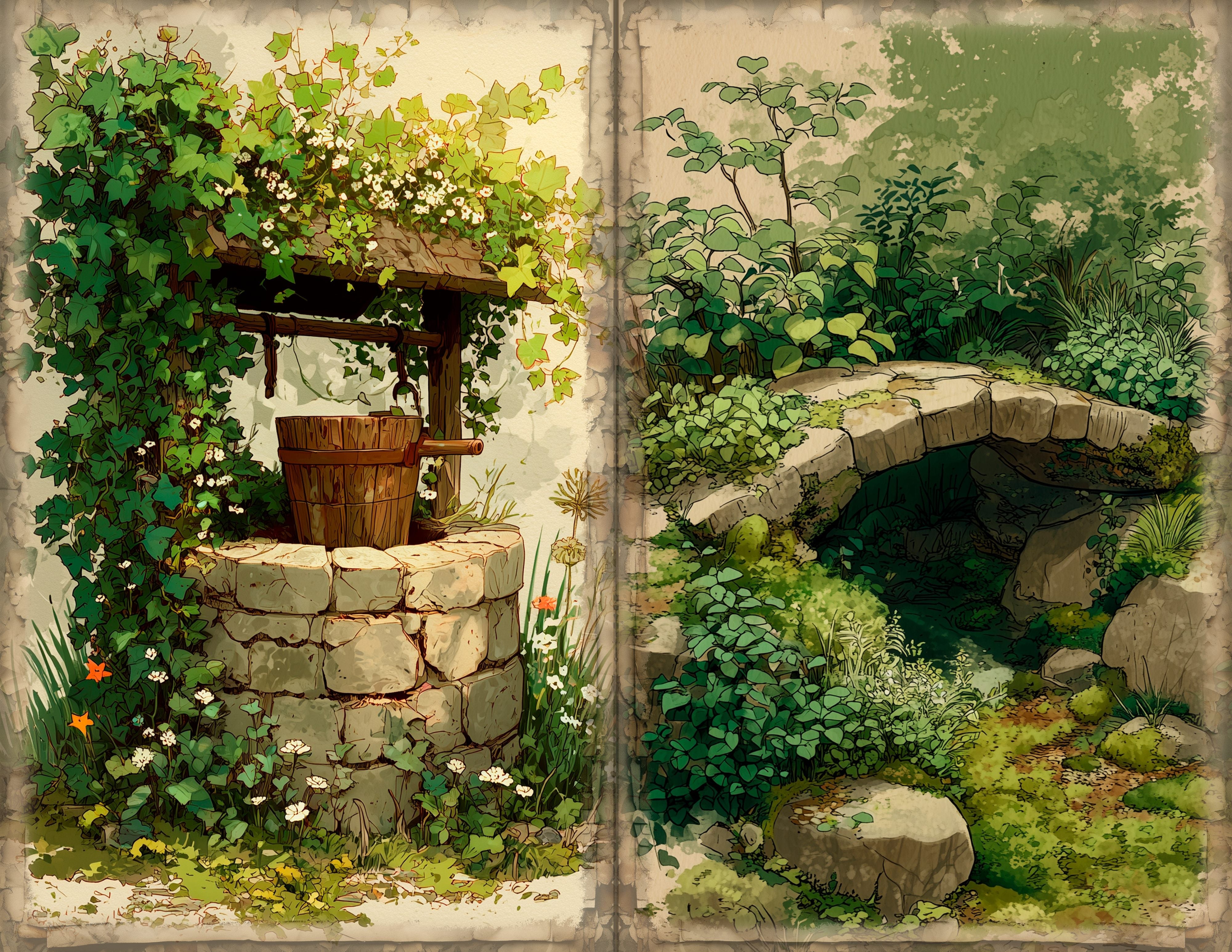 LunicArtDesign Garden material paper 5.5 x 8.5 inches 20 different sheets - ViktaShop