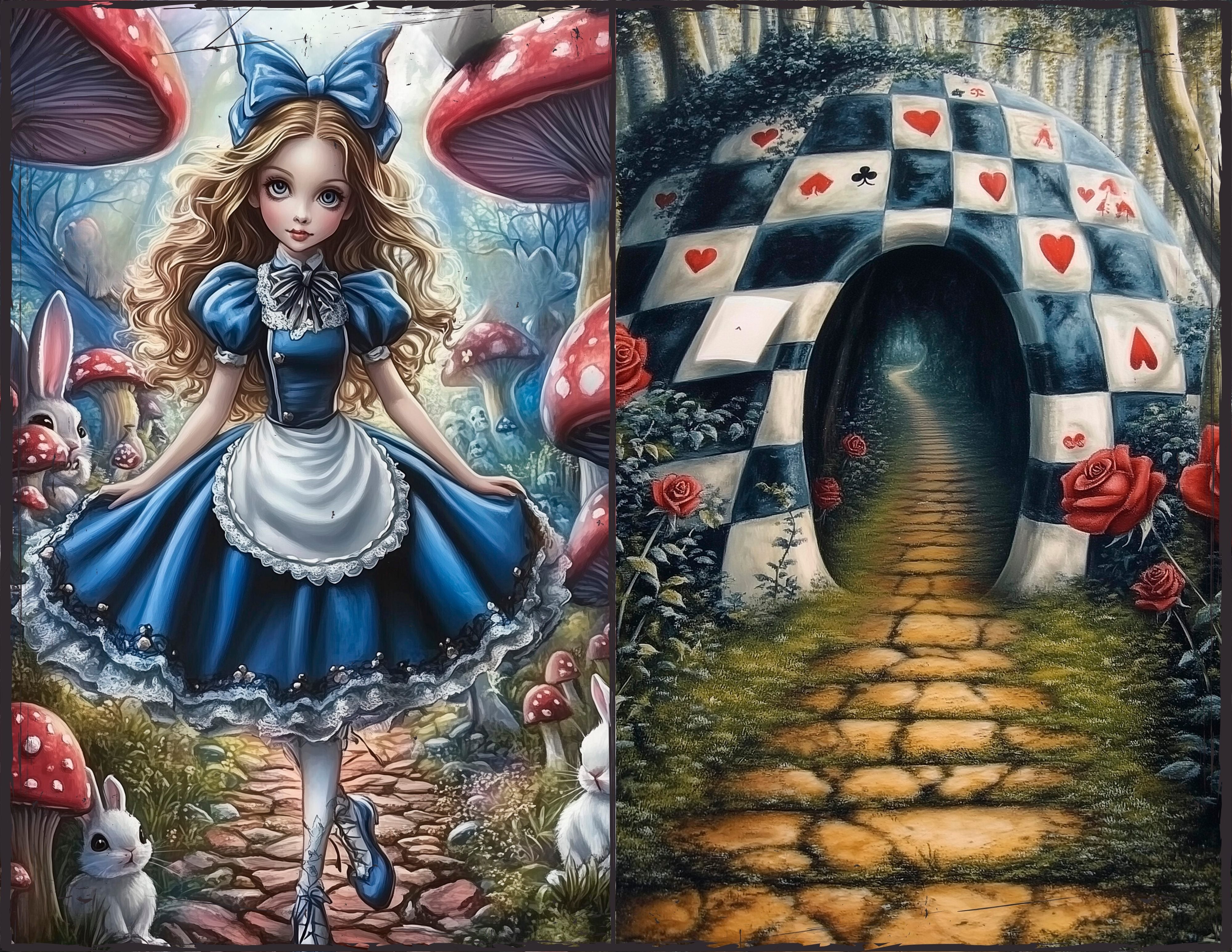 LunicArtDesign Alice in Wonderland series 1 material paper 5.5 x 8.5 inches 20 different sheets - ViktaShop