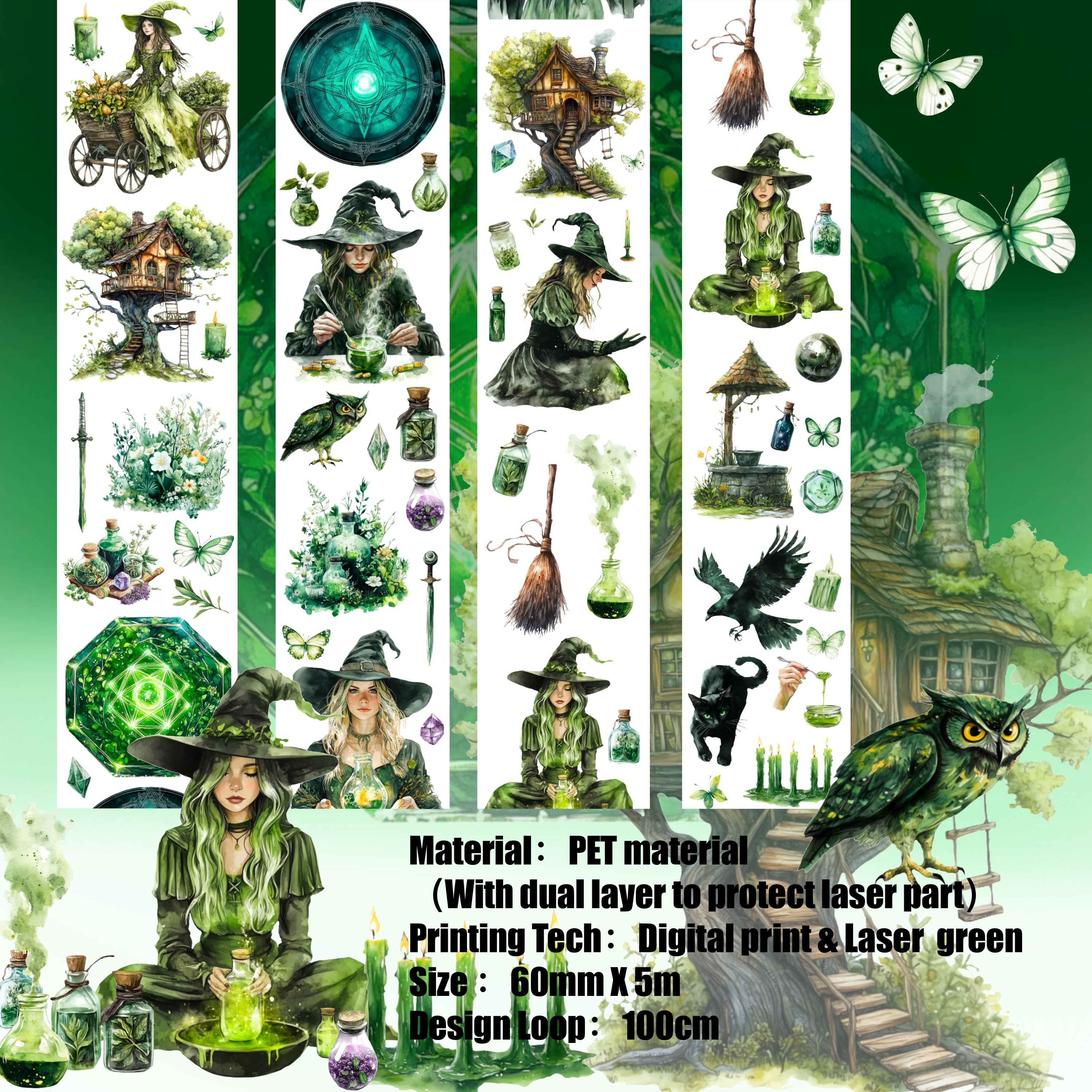 Shiimmer potions Witch PET Tape 6cm x 1m