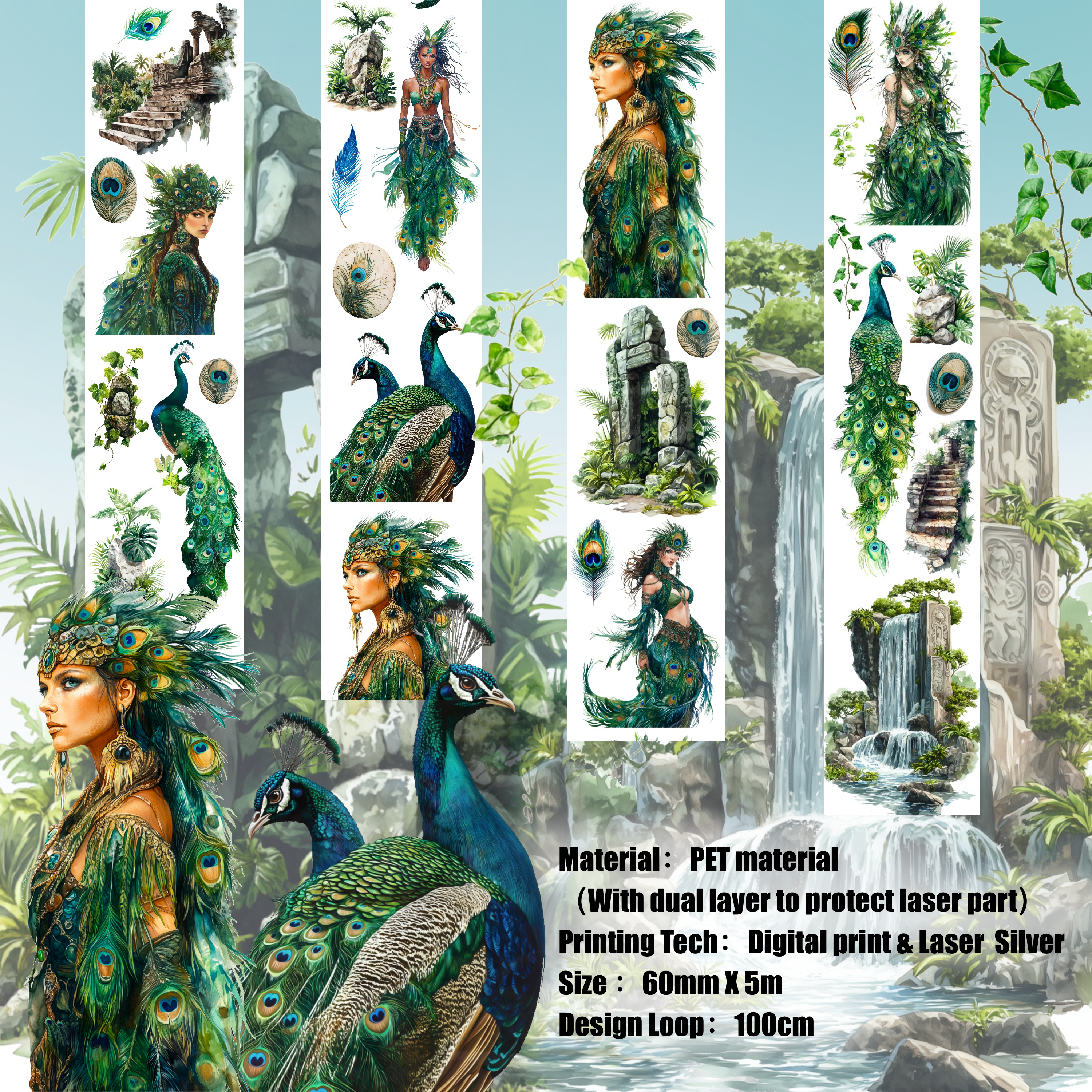 Shiimmer Blue Peacock PET Tape 6cm x 1m