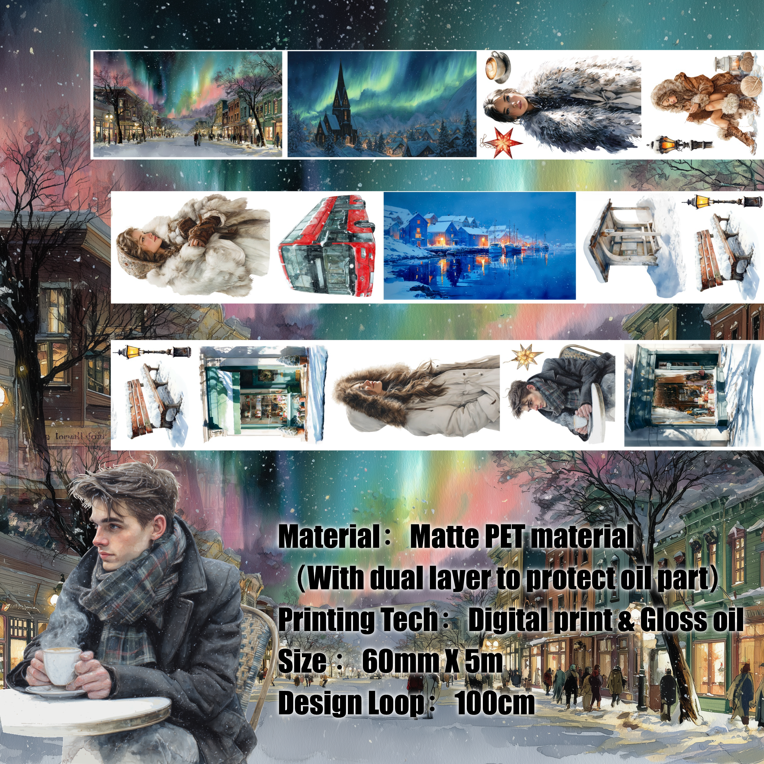 Shiimmer Neon Snow Trace PET Tape 6cm x 1m